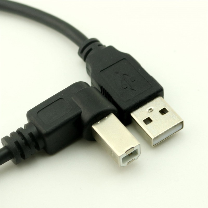 USB 2.0 Type A Male to B Male Right Angled Scanner Printer Cable Cord 1ft Black gallery