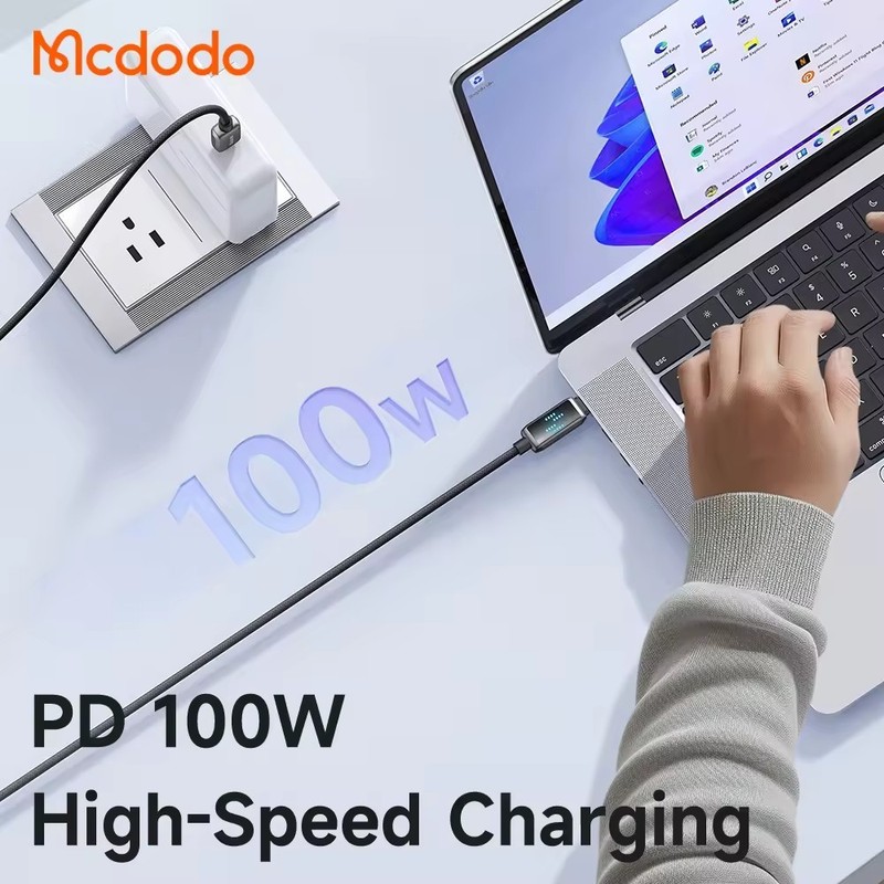 Mcdodo 100W Type C With LED Smart Display Charging Speed Braiding PD Data Cable gallery