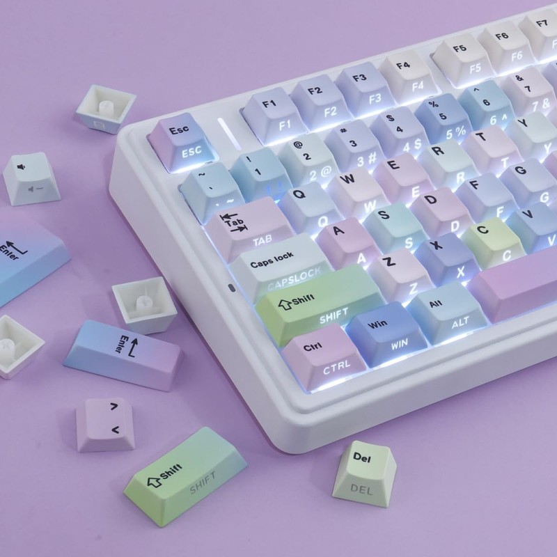 Sunzit Dreamy Purple Keycaps,132 Keys PBT Custom Side Print Keycaps,Cherry Pr... gallery