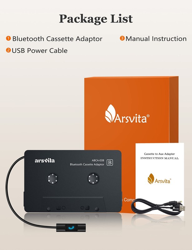 Bluetooth 5.0 Cassette to Aux Adapter for Car, Tape Audio Adapter, Hands-Free... gallery