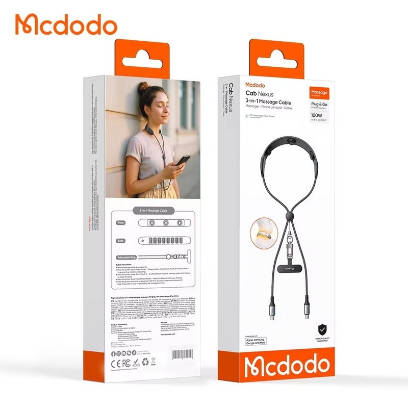 Mcdodo100W 3-in-1 Massag Neck Massager Fast Charge CablePhone Lanyard 3 Levels gallery