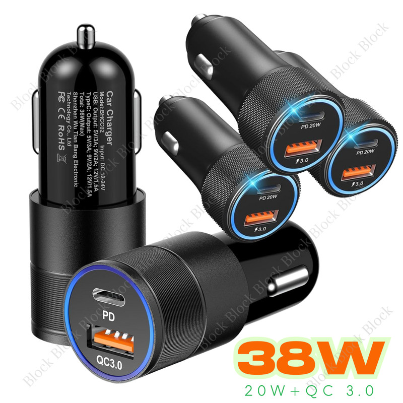 PD USB-C Fast Charging Car Charger Adapter For iPhone 16 15 14 13 12 11 Samsung