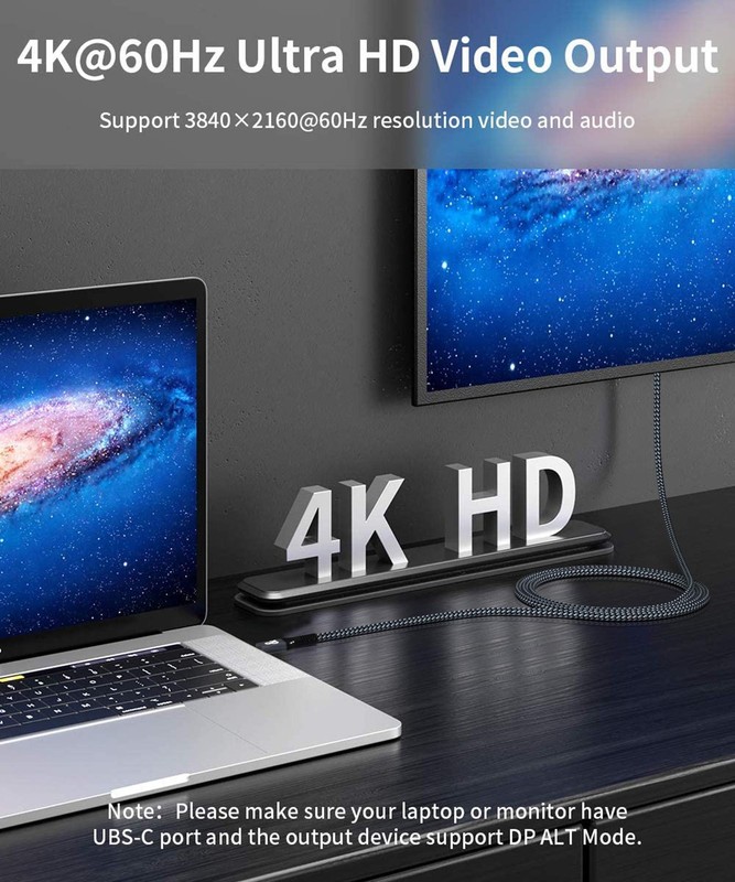 USB C Monitor Display Cable 10FT USB4 Gen2 20Gbps 240W PD 4K/2K Video Mac gallery