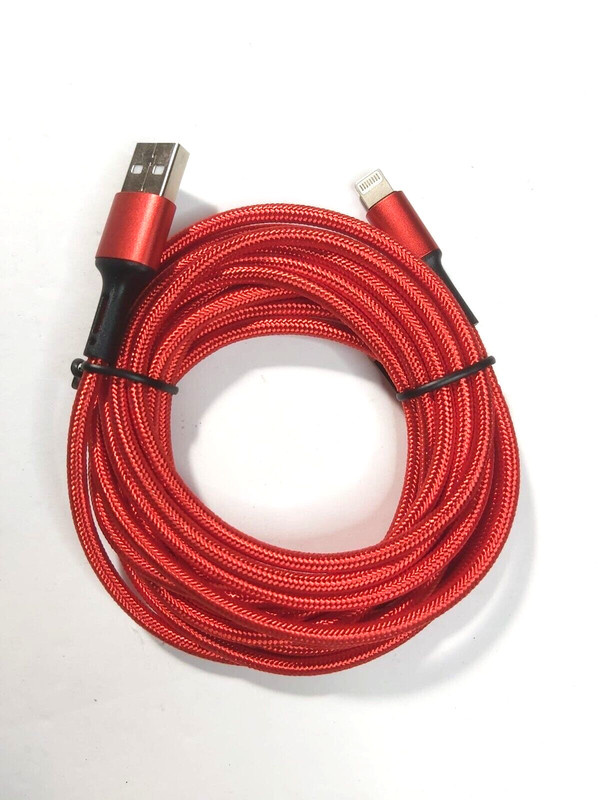 Brand New 3m Red Cotton Long Cable for iPhone - Fast Quick Charge