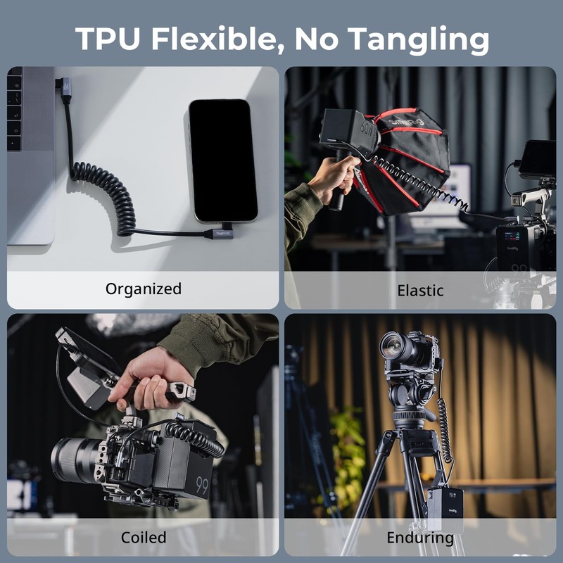 SMALLRIG USB C to USB C Coiled Data Cable (Angled to Angled), 90 Degree Type ... gallery