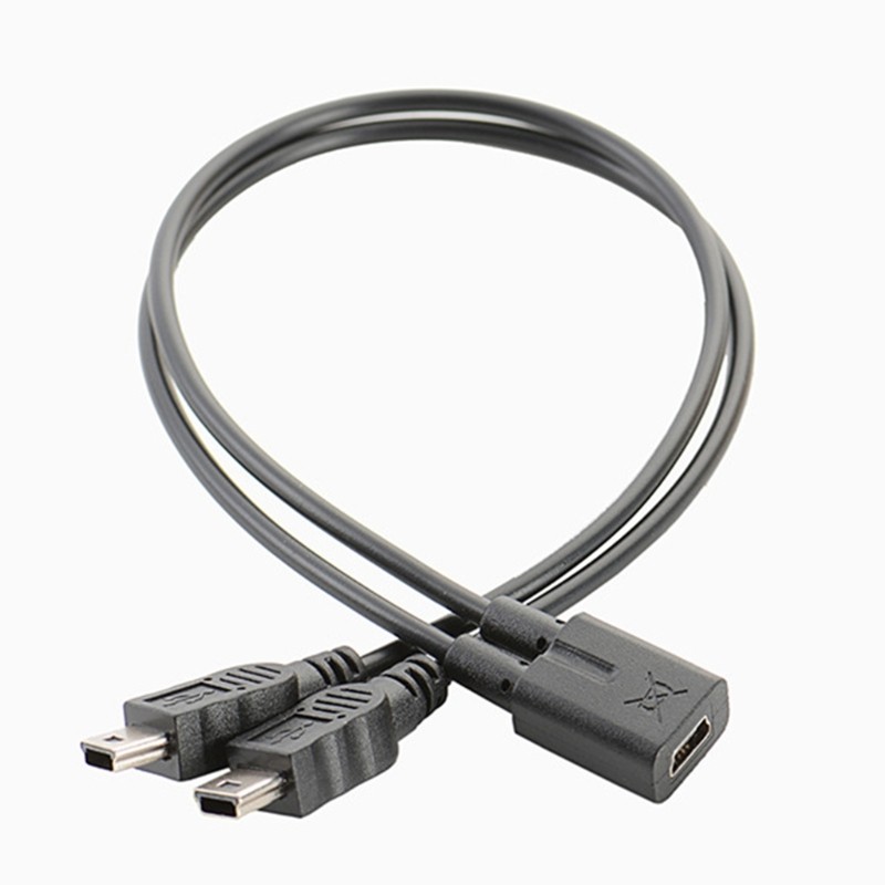 USB 2.0 Mini 5-Pin High Speed Female to Double Male Converter Charging Cable