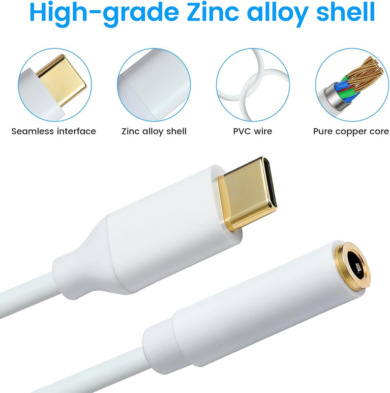 USB C to 3.5Mm Female Headphone Jack Adapter, Type C to Aux Audio Dongle Cable C gallery