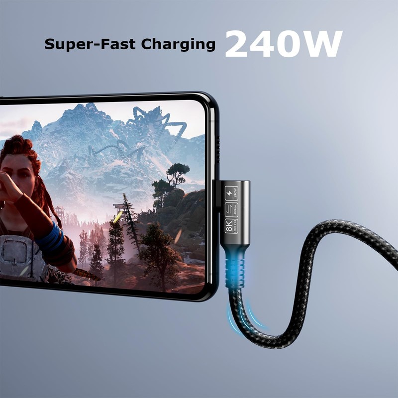 USB C 4 Extension Cable, with Thunderbolt 4 Cable, 240 W Charging, 40 Gbps Da... gallery