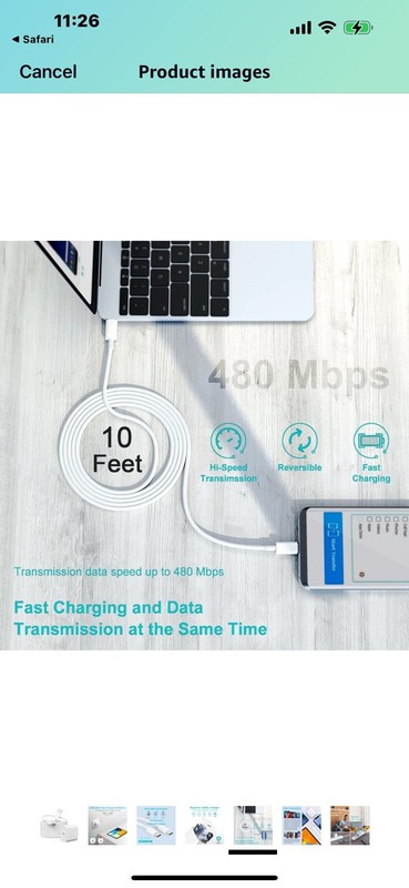 Starlight iPhone fast charger, 20 W charger with 10 feet USB-C gallery