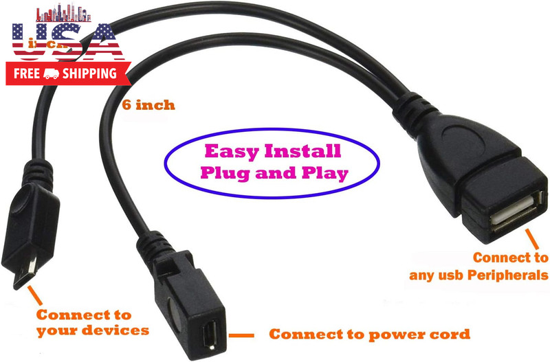 2-In-1 Micro USB to USB Adapter (OTG Cable + Power Cable) for Fire Stick, Playst gallery