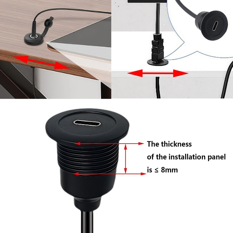 1 PCS 30cm 11.8 Inch USB C 3.1 Flush Panel Mount Extension Cable Car Boat gallery