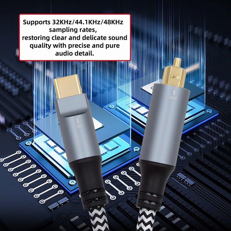 180cm USB-C to SPDIF Toslink Male Cable for High-Definition Audio Transmission gallery
