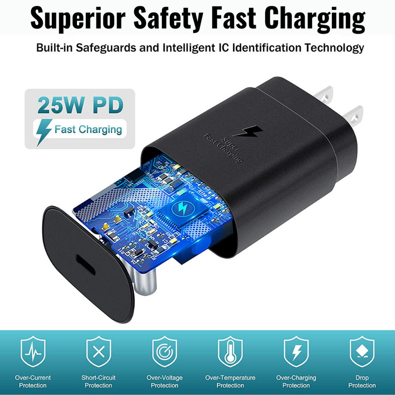 25W Fast Charger For Samsung Galaxy Plug Adapter USB-C to Type C Cable Data Sync gallery