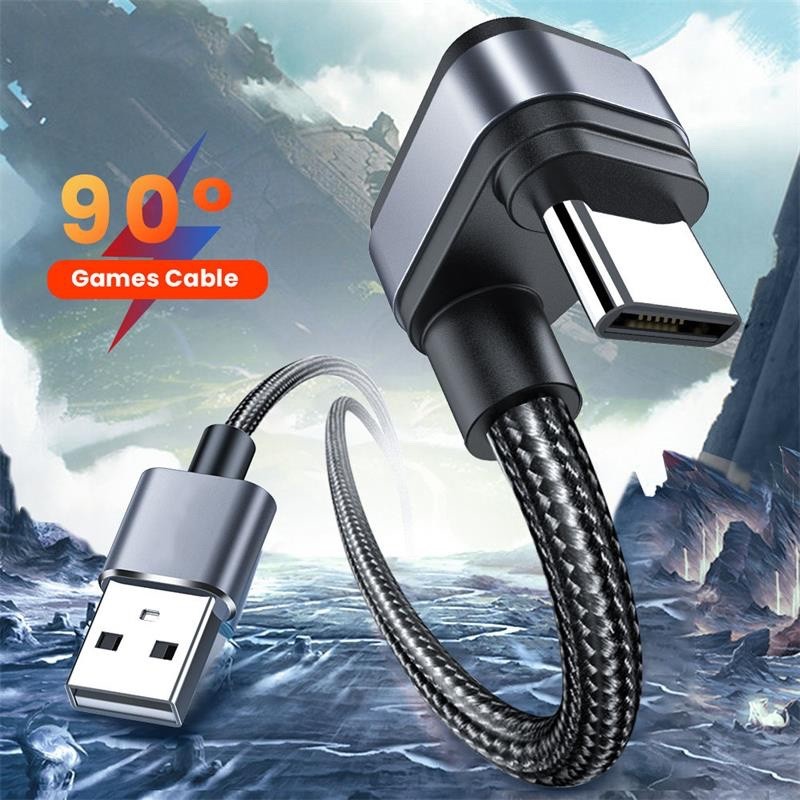 U-Shaped Type-C Elbow Charging Cable – Braided Nylon Fast Data Cord for Android