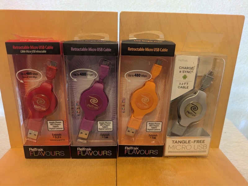 Retrak Flavours Retractable Micro USB Cable New.