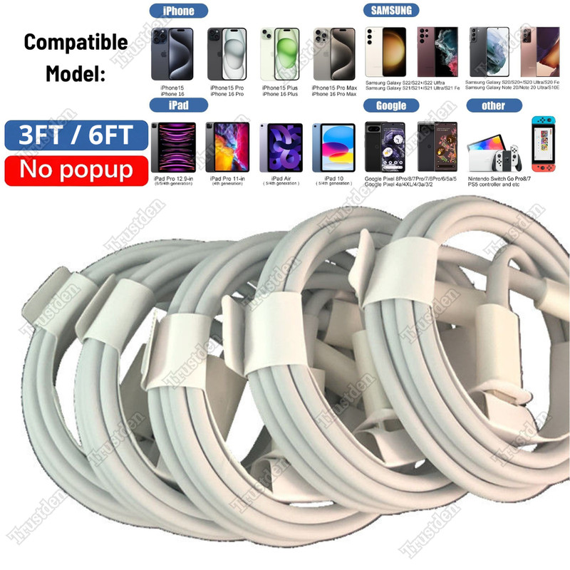60W USB C To USB C Cable Fast Charger For iPhone 15 16 Pro Plus iPad Macbook Pro