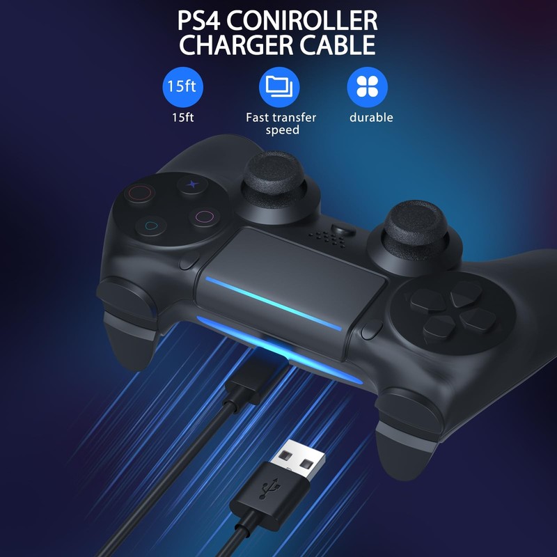 15FT Long Micro USB Cable,PS4 Controller Charger Cord for Xbox One S X,PS4 Ch... gallery