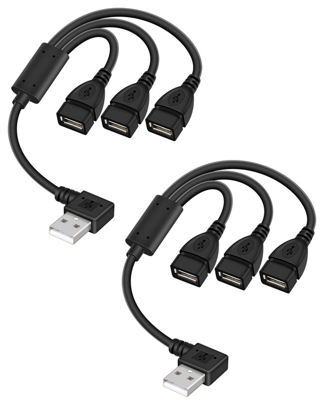 Right Angle USB Splitter 3 Port USB 2.0 Hub,90 Degree USB A 1 to 3 Female Y S…
