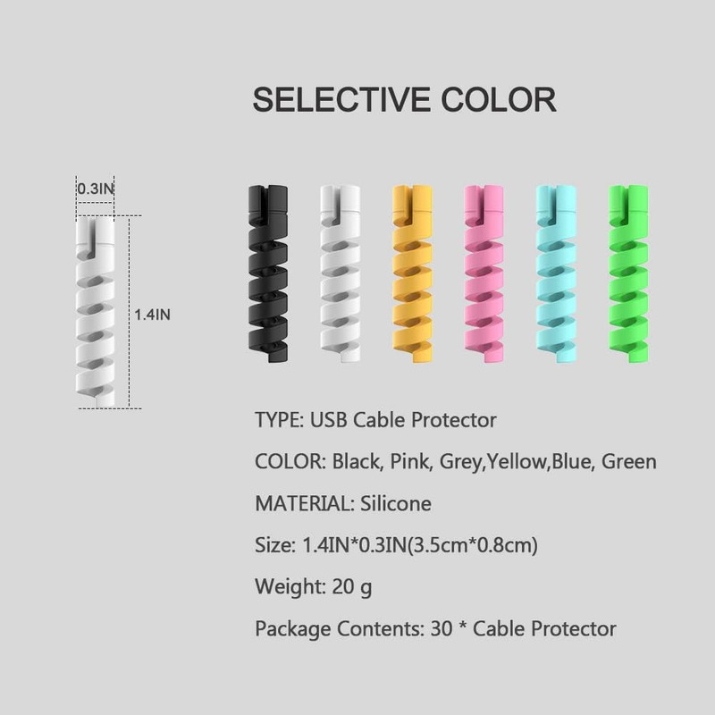 30 Pack Charger Cable Saver, Silicone Flexible Cord Protector, Mouse Cable Wire gallery
