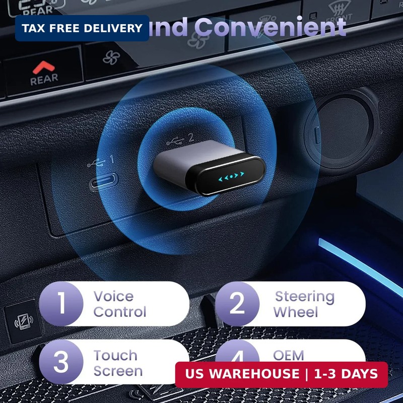 Wireless CarPlay Adapter for iPhone & Android Auto (Mini & 2026 New), Wired to W gallery