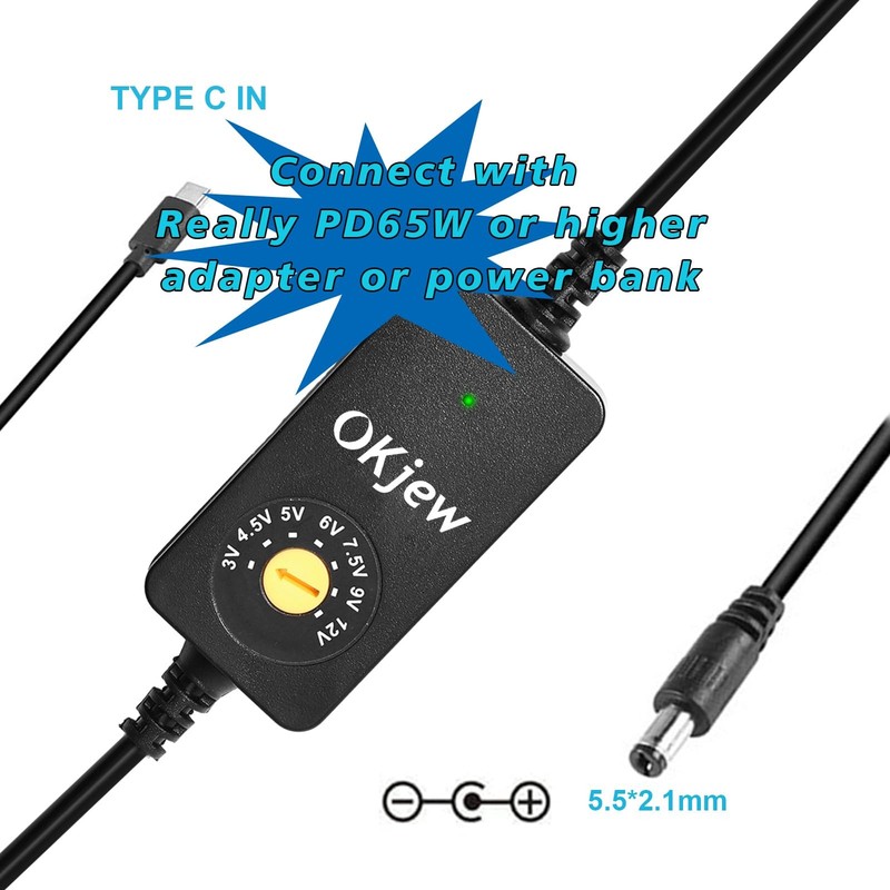 3.94FT USB C to DC PD Charging Cable with 7 DC Connector Tips gallery