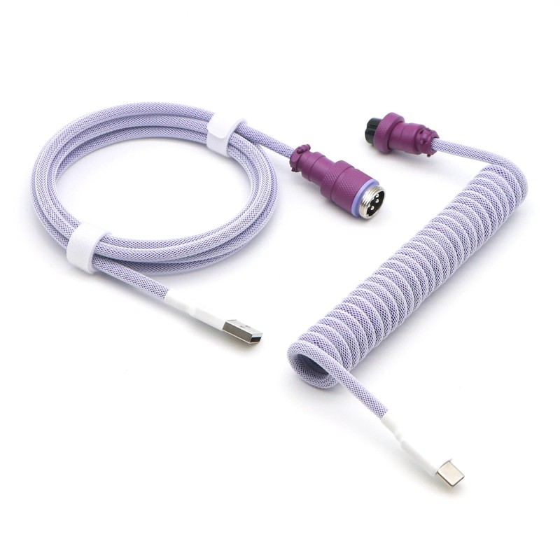 Reverse Coiled USB-Keyboard Cable, Double-Sleeved Mechanical Keyboard Cable w…