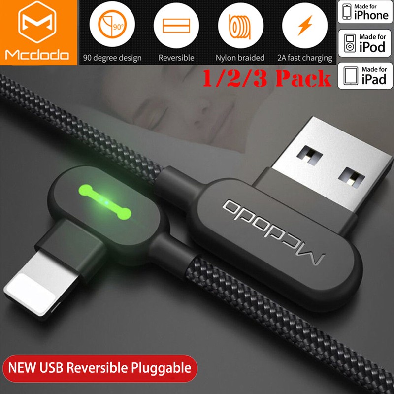 Mcdodo Elbow USB Cable Charger Cord for iPhone XR 11 12 13 14 Pro Max 8 7 6 Plus