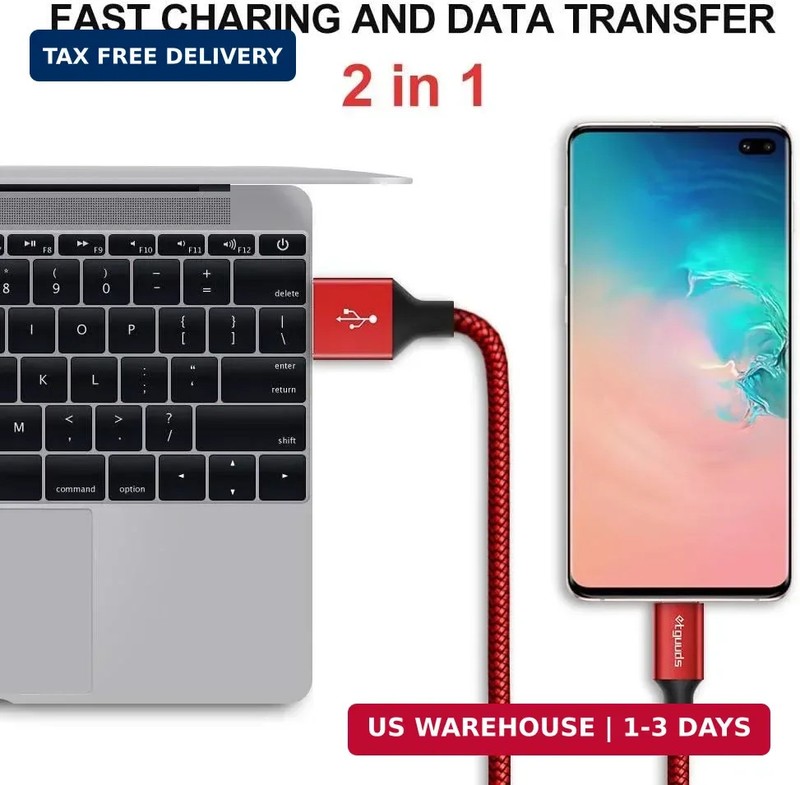 etguuds USB to USB C Cable 2ft, 2-Pack USB A to Type C Charger Cord Fast Chargin gallery
