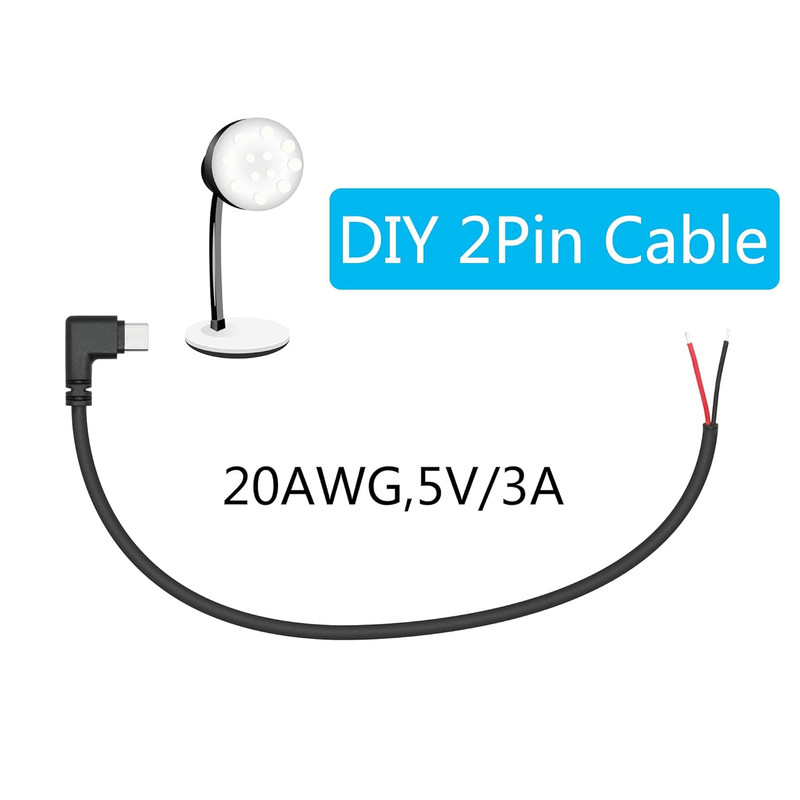 Cable USB C a 2 pin 4pzs 10in angulo 90 grados macho 5V 3A para equipo DIY gallery