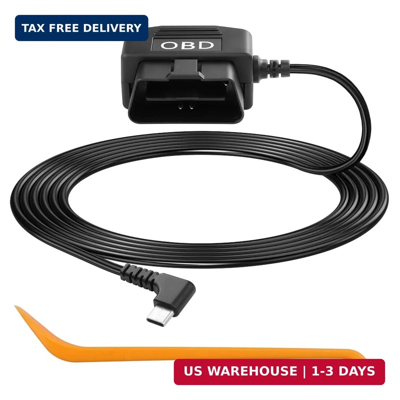 CERRXIAN OBD Power Cable for Dash Camera OBD2 to Type C Adapter Hardwire Charger