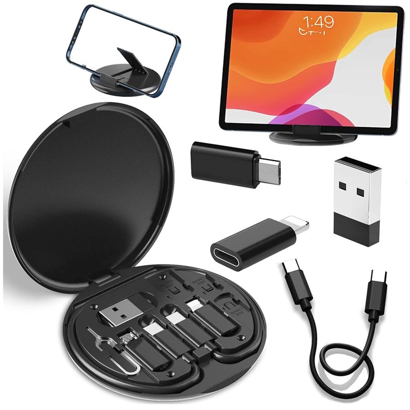 Multifunctional USB Data Cable Set, Storage Box with Multi USB Charging Adapter
