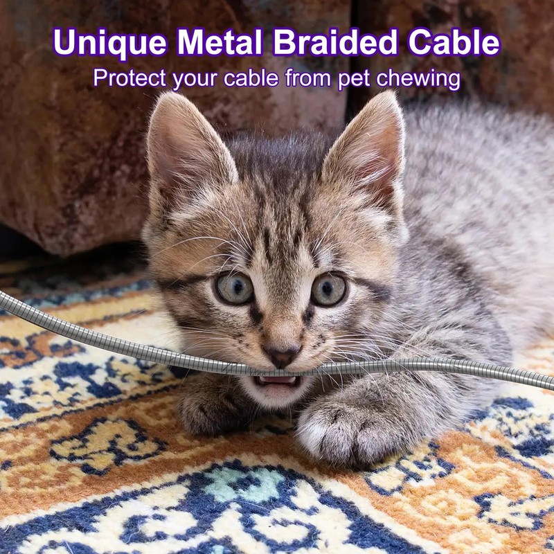 6FT Chew Proof iPhone Charger Cord - MFi Certified Silver Metal Braided USB t... gallery