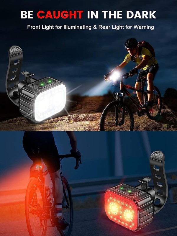 Bike Lights Super Bright, Rechargeable Bicycle Lights Set Multiple Modes, Wat... gallery