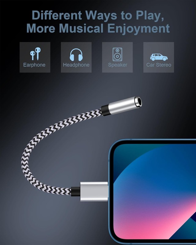 2Pack IPhone Headphone Adapter, [Apple MFi Certified] Lightning To 3.5mm Audio 8 gallery