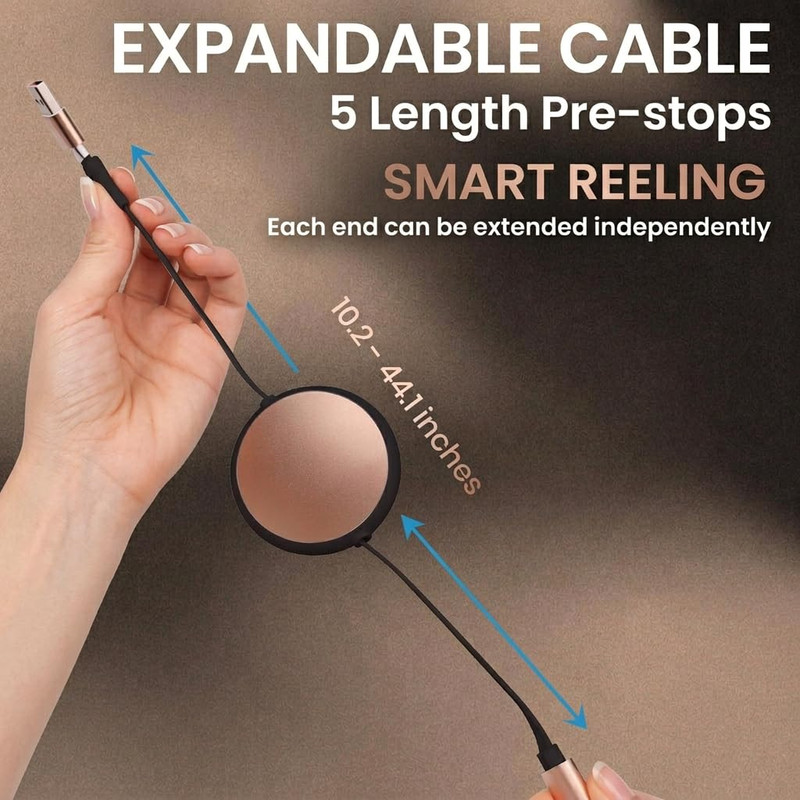 120W Fast Multi Charging Cable, 6 in 1 Retractable Charger (Ebony Golden) | 5A F gallery