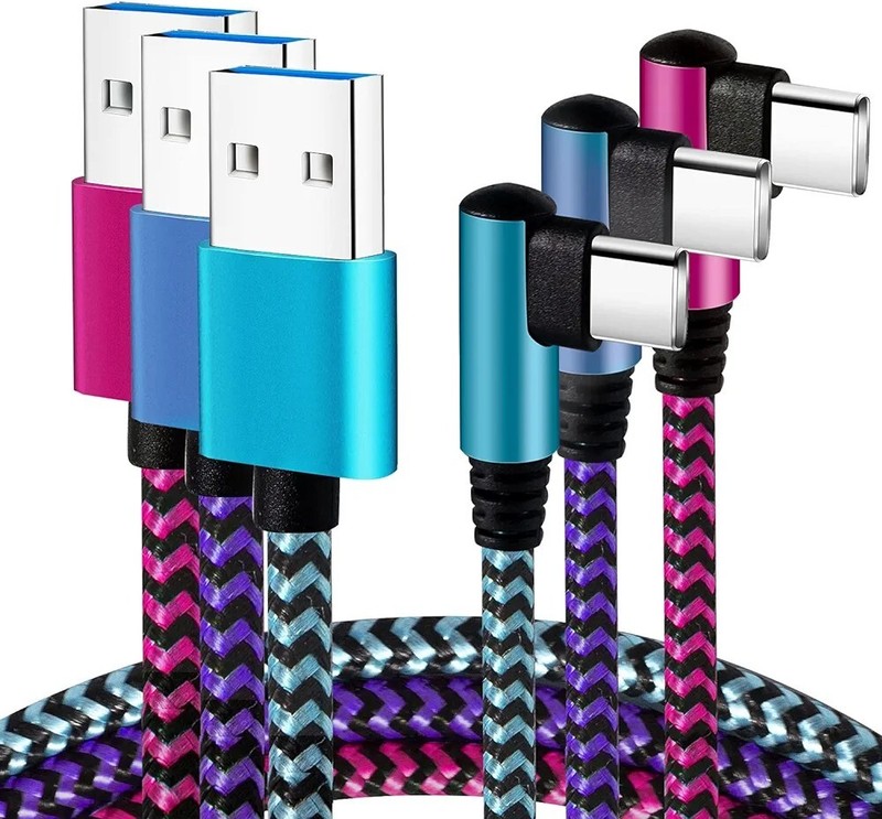 Teeind USB Type C Cable 2.1A Fast Charging: [90 Degree/6ft/3Pack] Nylon USB C…
