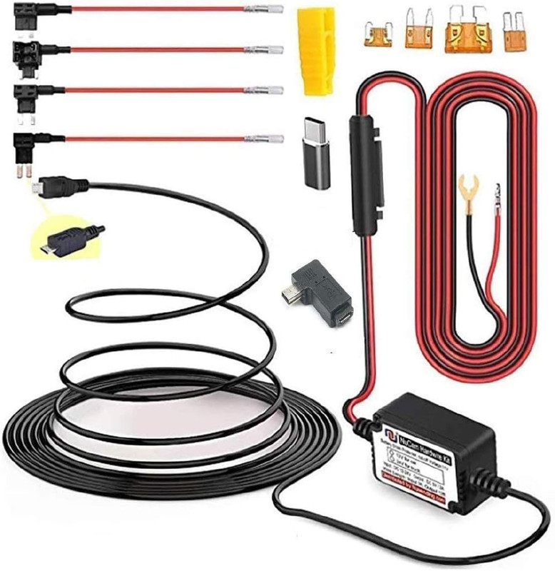 15Ft Micro USB & Mini USB Dash Cam & Type-C Hardwire Kit W. Mini(Acs)/Lp Mini(Ac
