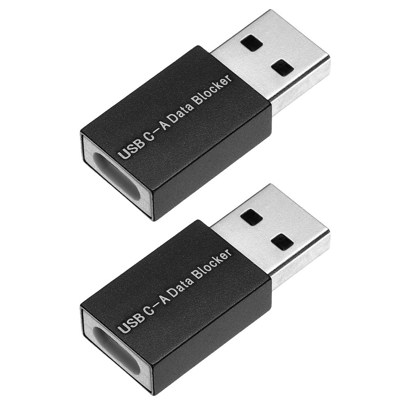 2 Pcs USB Data Blocker, USB A to C Data Protector Black