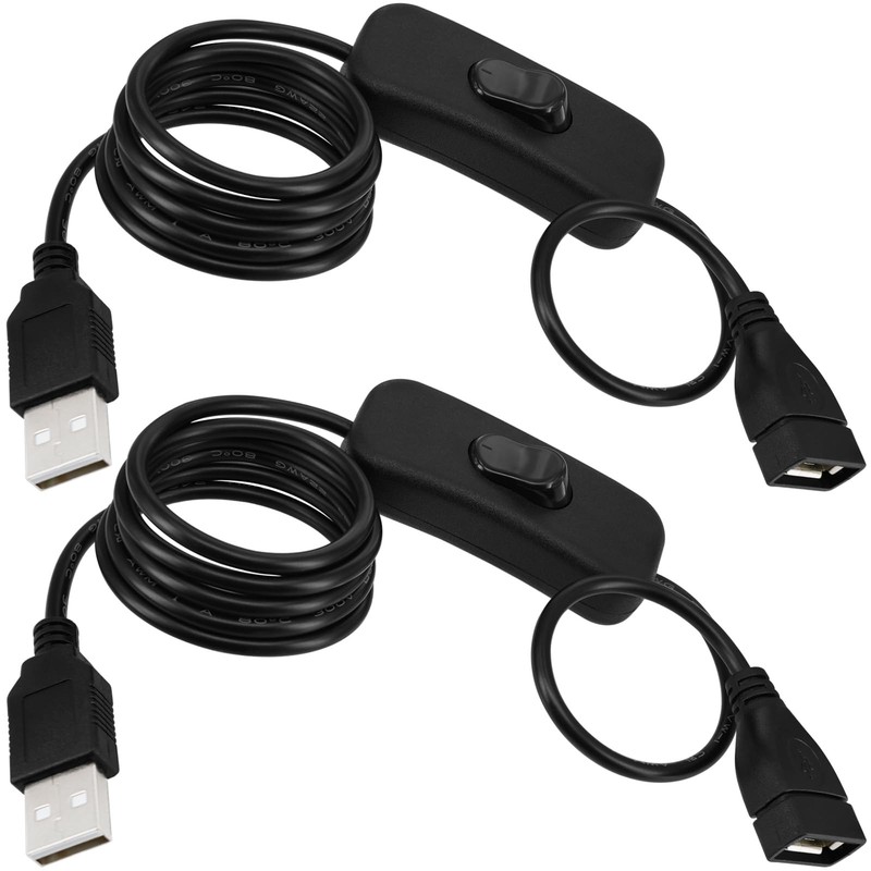 USB Cable with Switch, 2-Pack 1M/3Ft USB Male to Female Extension Cord Inline…