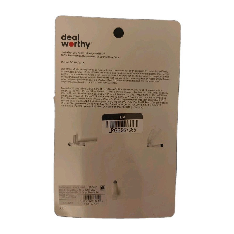 Two dealworthy 8' IPhone USB-A To Lighting Charging Cable MFi certified - White gallery