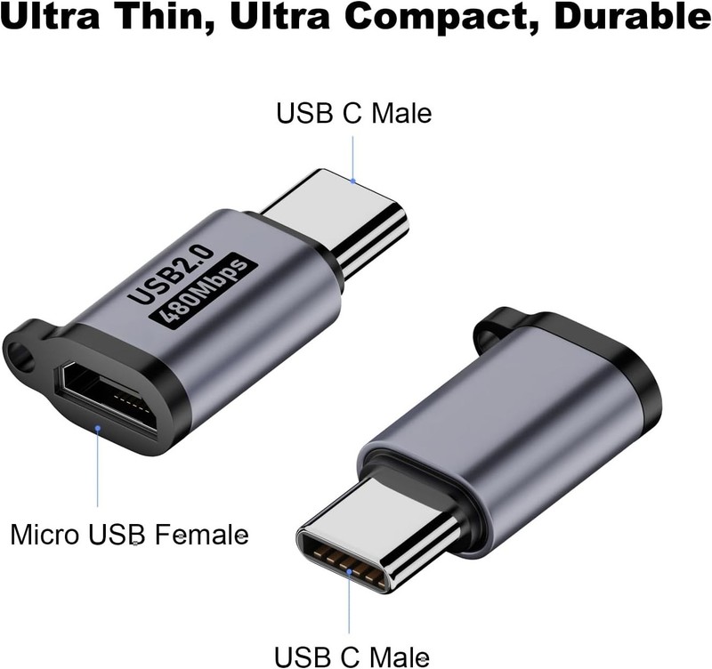 Adaptador Micro USB a USB C 4 Piezas Micro USB Hembra a USB C Macho Carga Datos gallery