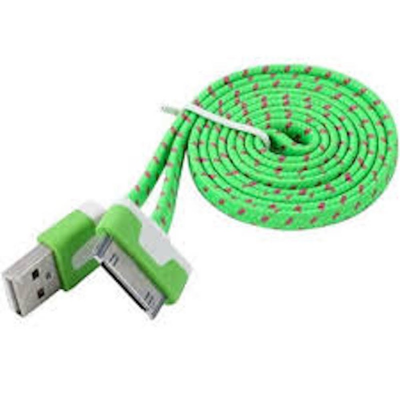 10FT 3M FLAT BRAIDED Fabric Data Sync Charger Cable FOR iPhone 3g 4s 4 iPod 1 2 gallery