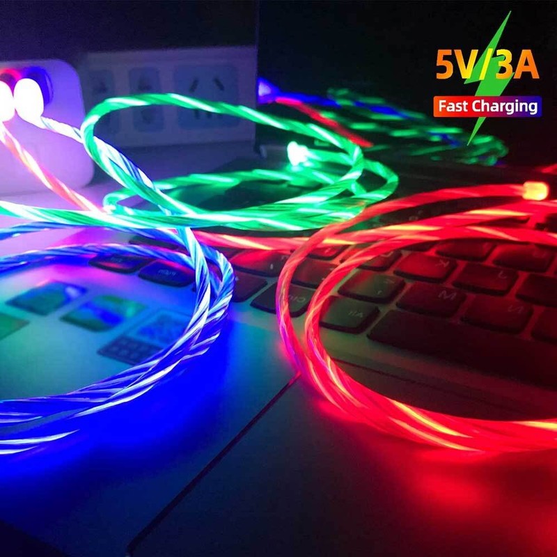 LED Light Up Fast Charger Cable USB Charging Data Cord For iPhone Samsung Galaxy gallery