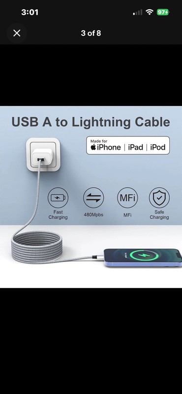 Durable iPhone Charger Cord 6FT 3Pack [Apple MFi Certified] Lightning Cable Nylo gallery