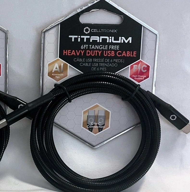 New Titanium 6ft Type-C USB-C Cable RAPID Charge METAL Heavy Duty Charger Black