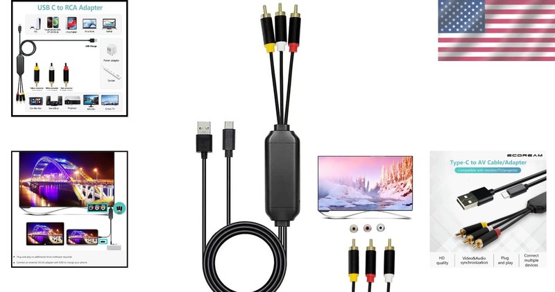 Effortless 6Ft USB C to RCA Adapter with DP Alt Mode for High-Quality Streaming gallery