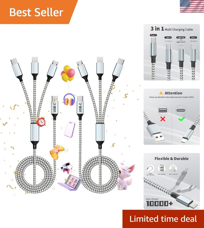 Luxury 3 in 1 USB C Multi Charging Cable 4FT – Durable & Fast Charging Solution