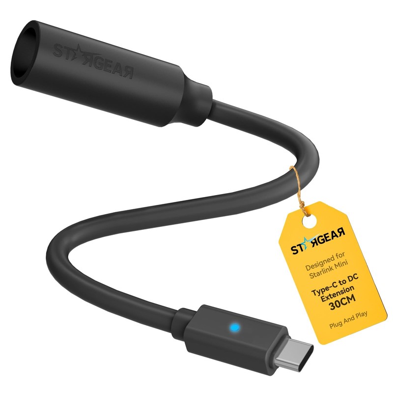 Starlink Mini Power Cable 30CM, 16AWG Starlink Mini USB C to DC Extension Cab…