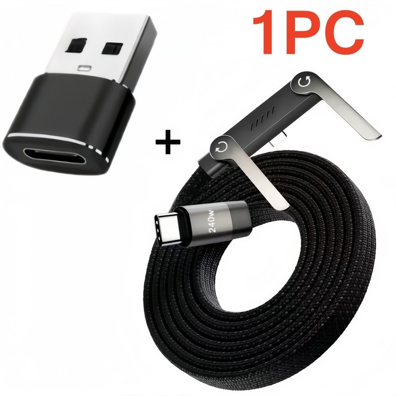 240W USB C Fast Charging Cable Phone Stand Foldable Data Cable for iPhone USB-C