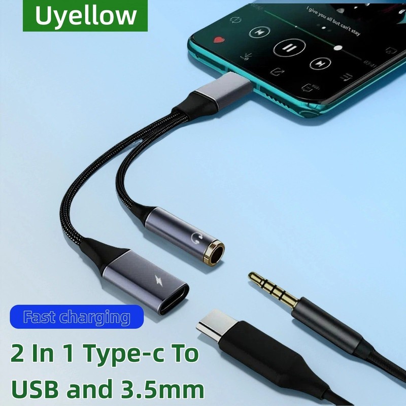 USB C to 3.5mm Audio Jack Adapter Charger OTG Cable for Samsung MacBook gallery